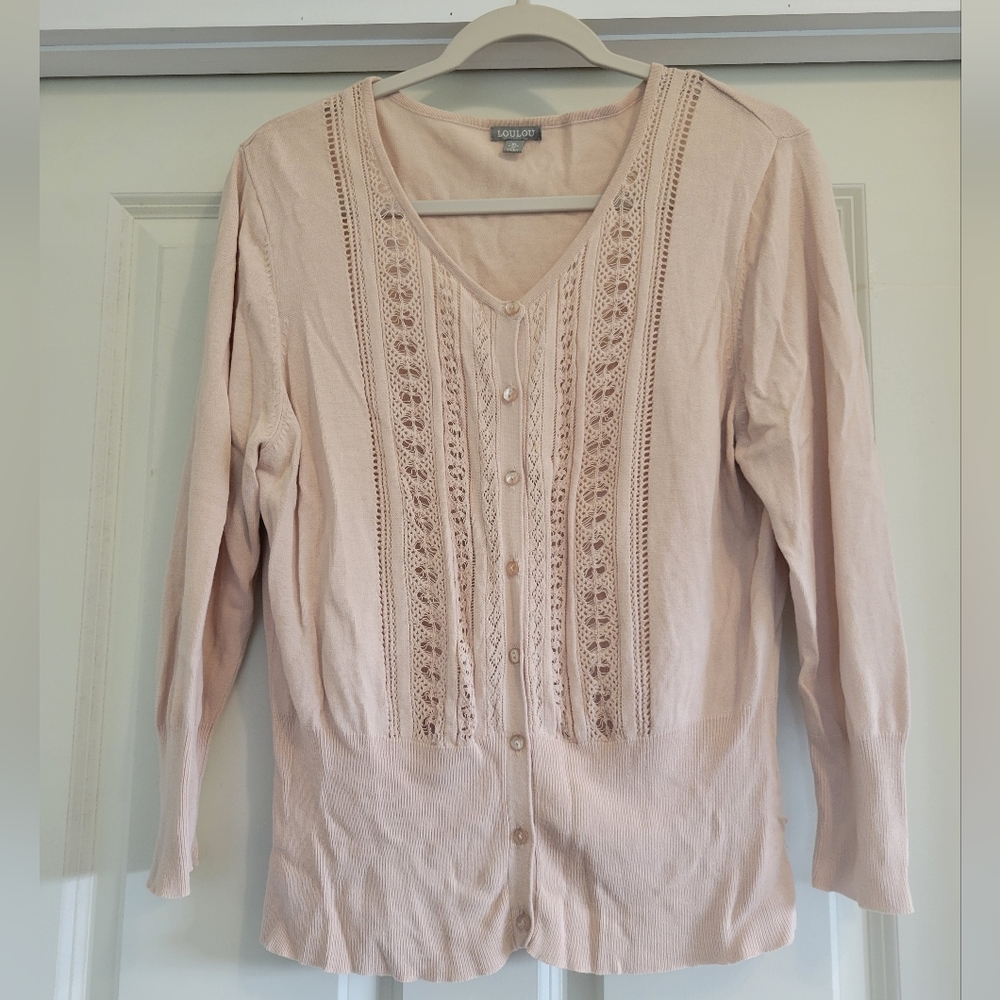 Loulou Blush Beige Cardigan, XL